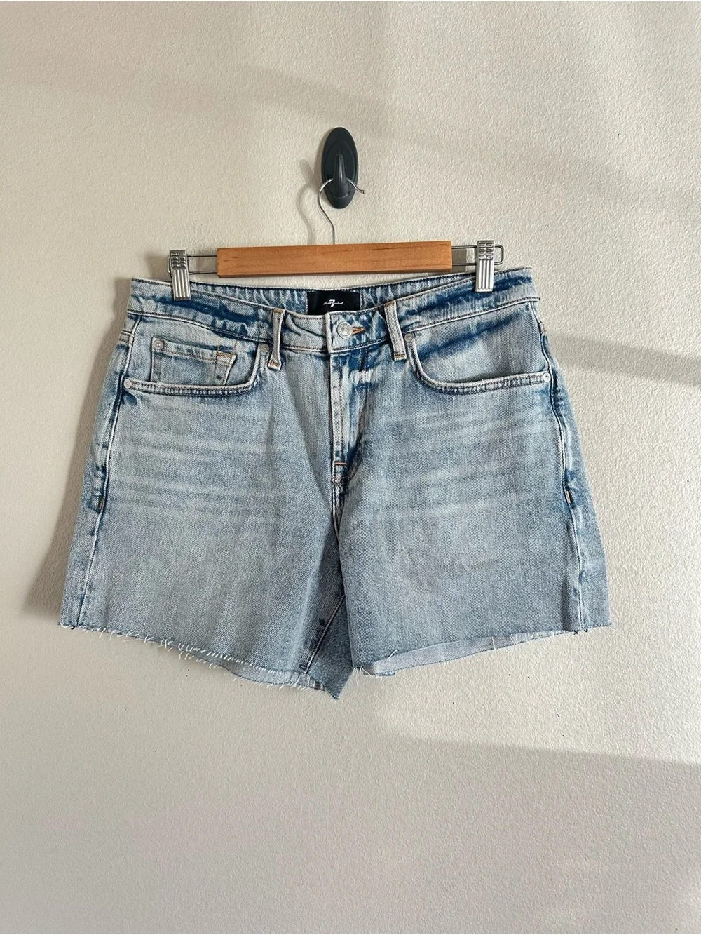 7 For All Mankind Monroe Long Denim Shorts in Ode To 27 NWT